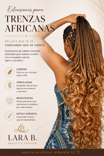 Extensiones con terminación en ondas al agua para trenzas africanas.