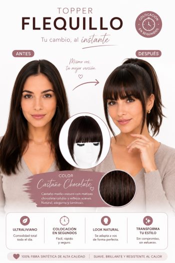 Topper flequillo con mechas laterales.